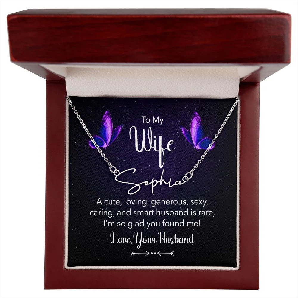 A Cute Loving Wife Personalized Silver Tone Name Necklace Custom Name Gift Lu